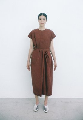 Organic cotton wild rose soil color by mad-dyed sleeveless wrapped dress