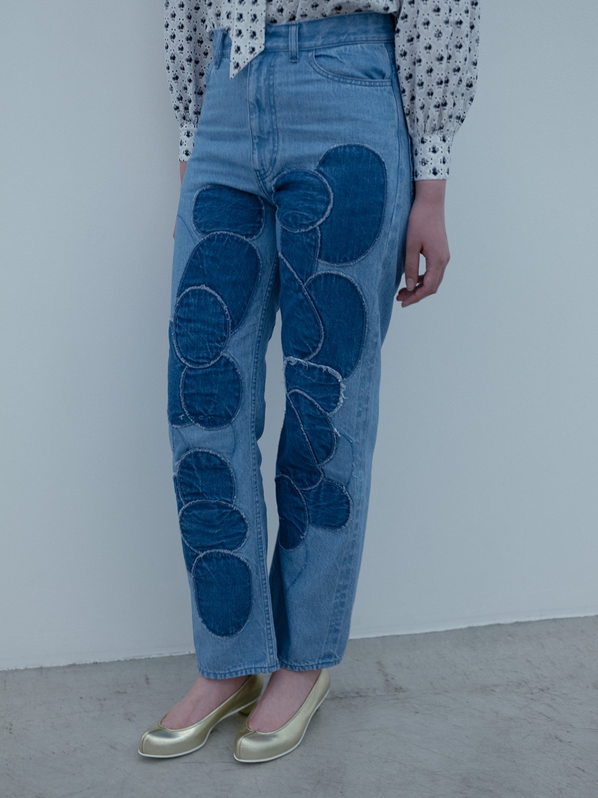 Scaled patchwork jeans
