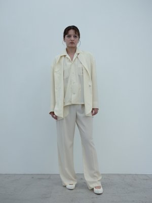Light merino wool poplin jacket, open-collar shirt, and pants