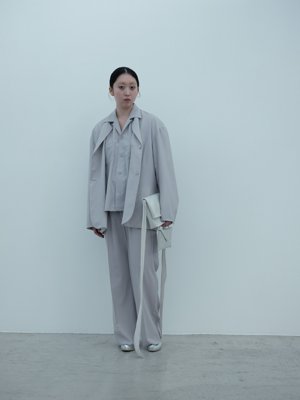 Light merino wool poplin jacket, open-collar shirt, and pants