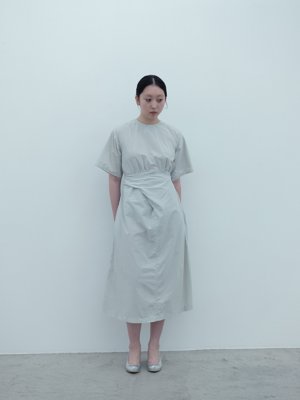 Cotton silk broadcloth silver-quartz wrapped dress
