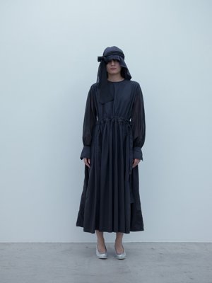 Suvin cotton broadcloth sumi-yambaru colored farmer dress, Veil short hat