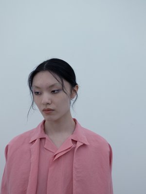 Silk paper grogram peach-jade colored jacket and dolman-sleeve shirt