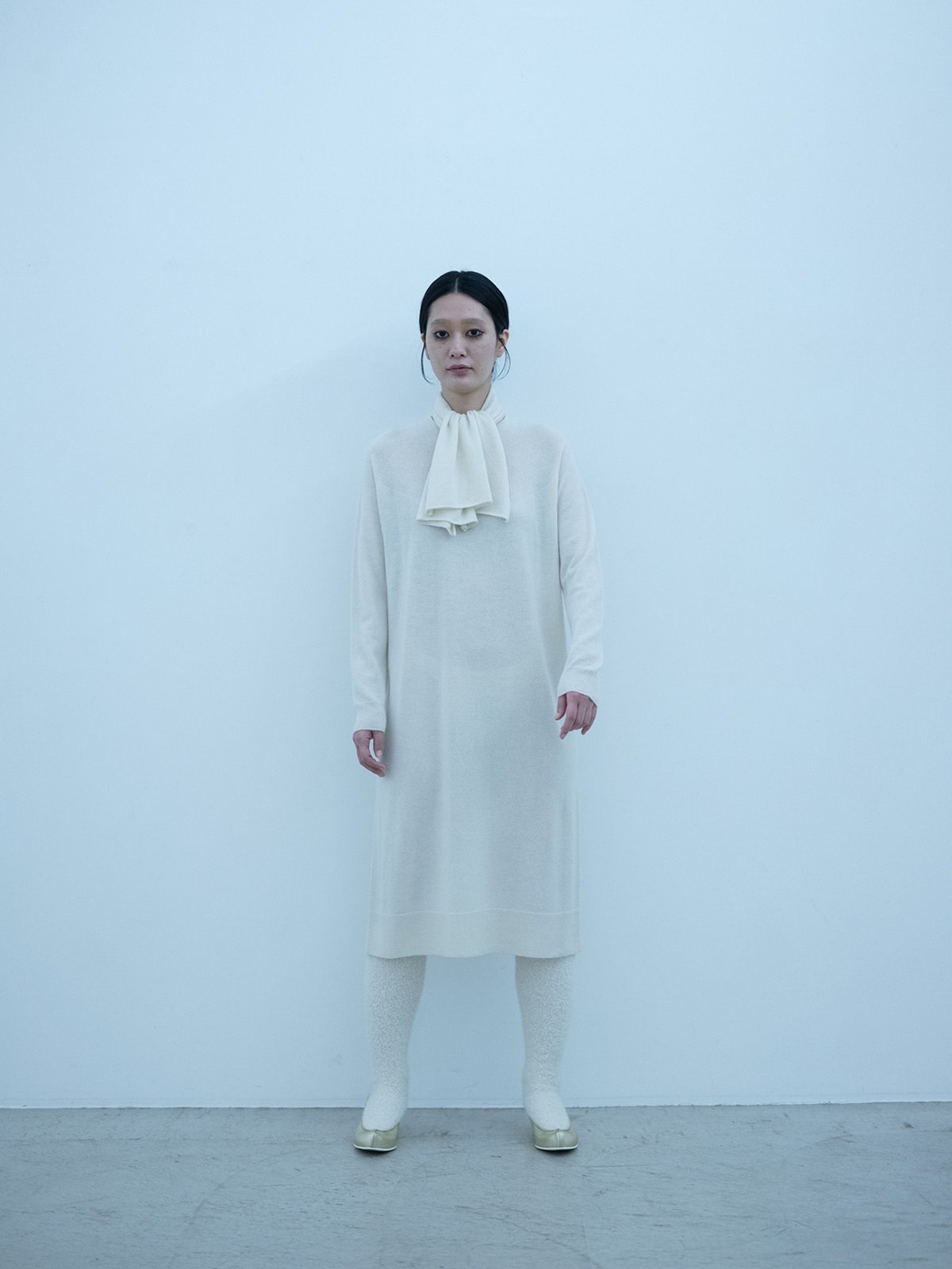 Cashmere Silk knit sweater dress and tenugui