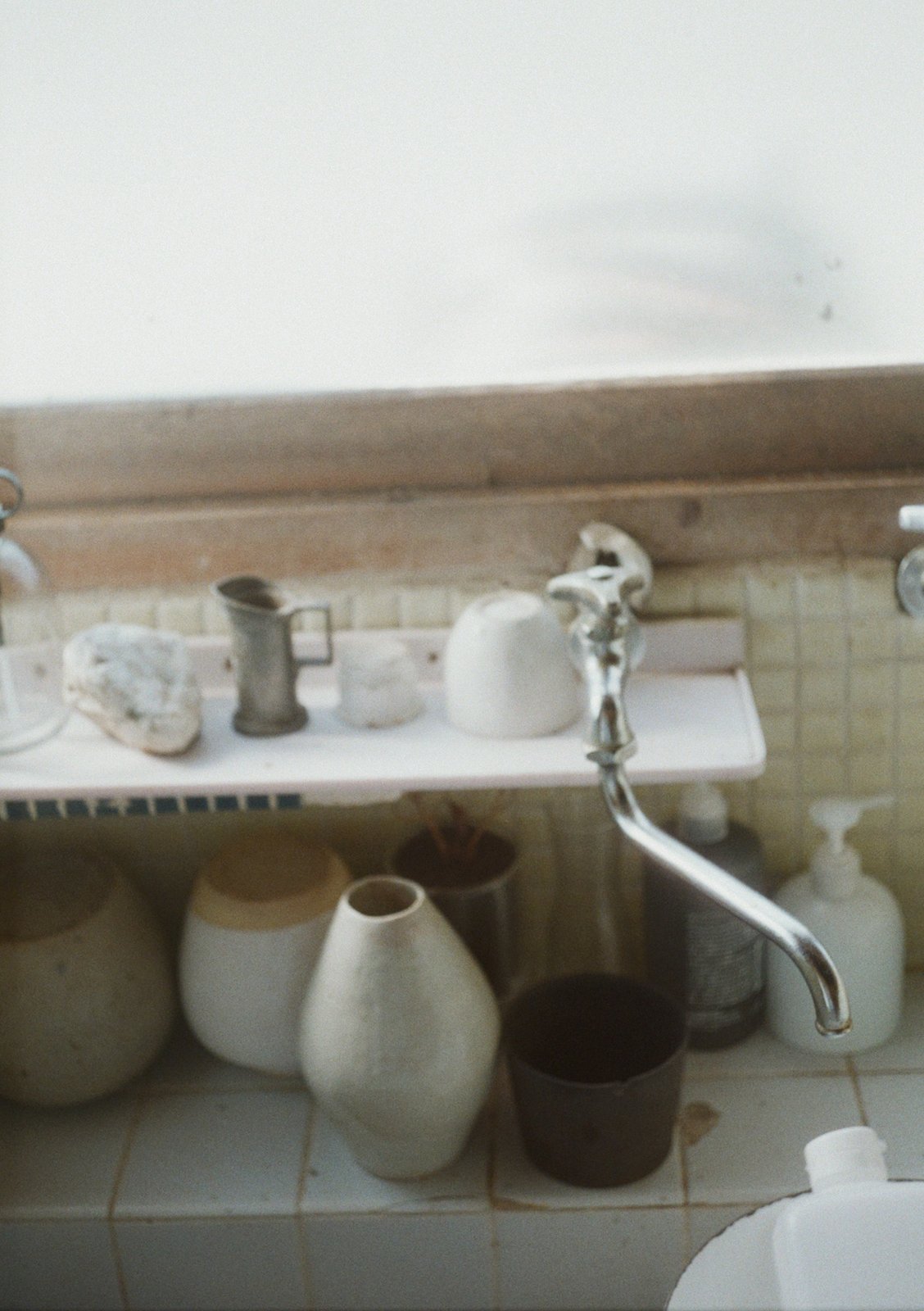 Kitchen with K's white porcelain vase, etc