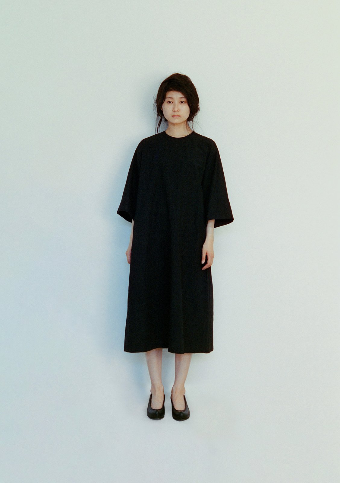Cotton linen typewriter folk dress