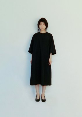 Cotton linen typewriter folk dress